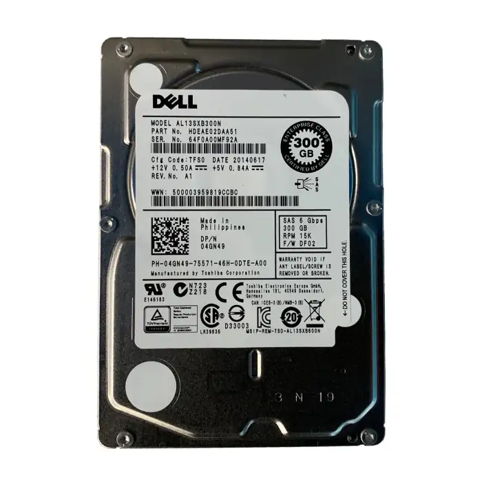 300GB 15K 2.5 SAS 6G AL13SXB300N 4GN49