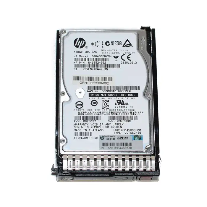 HP 450GB SAS 6G 10K SFF HDD for G8-G10 Servers  641552-002-G8