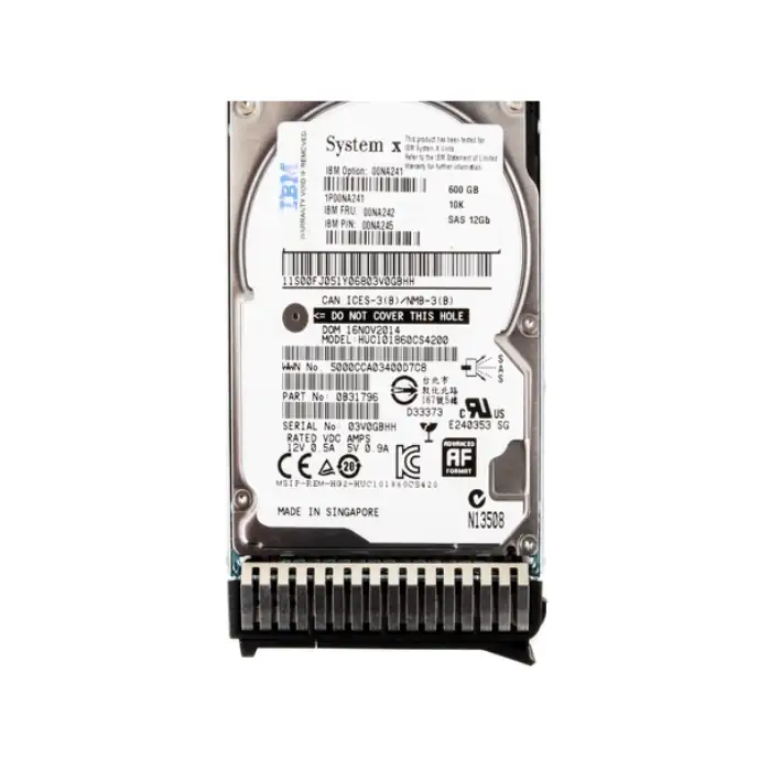 600GB 10K 12Gbps SAS 2.5in G3HS 512e HDD  00NA242