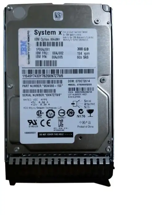 300GB 15K 6Gbps SAS 2.5in G3HS HDD 00AJ081