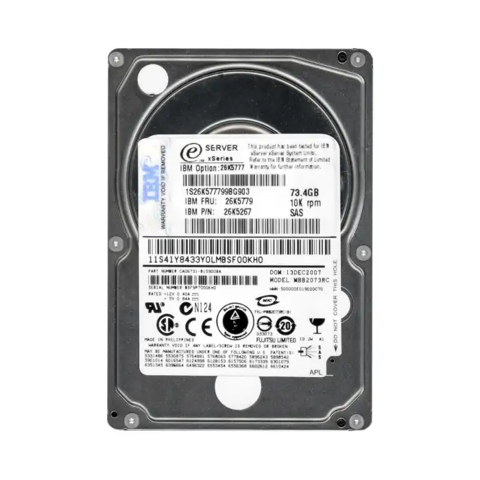 IBM 73GB 10K 2.5in Non Hot-Swap SAS SFF  26K5267