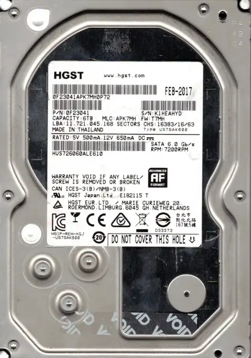 "6TB VCN510 Enterprise-level HardDisk Unit(3.5""). 0F23041