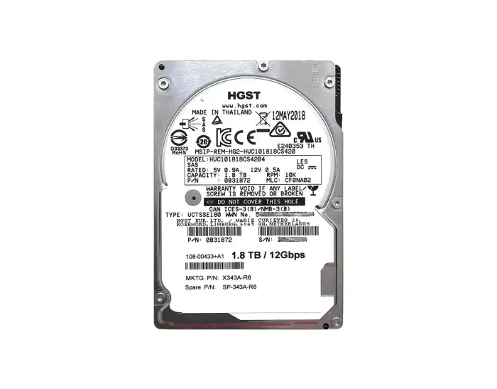 HDD SAS 1.8TB HGST 12G 10K 2.5'' - HUC101818CS4204