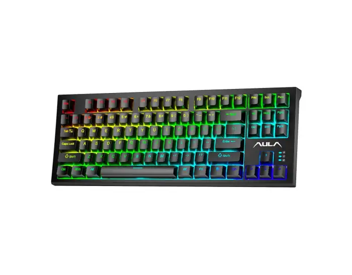 KEYBOARD AULA F3032 MECHANICAL RGB BLACK USB US-GR NEW