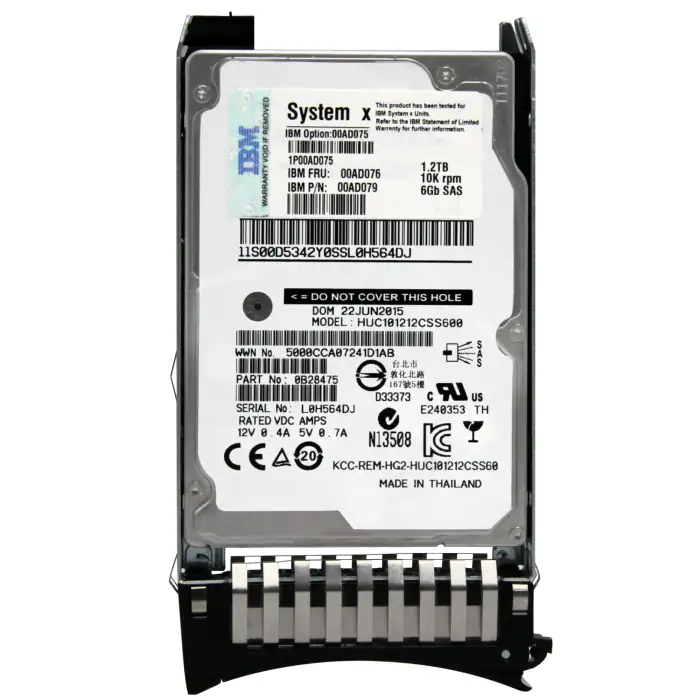 1.2TB 10K 6Gbps SAS 2.5in G2HS HDD  00AD079