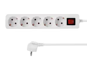 POWERSTRIP POPP 5P VERTICAL WHITE PWR BUTTON FUSE - Φωτογραφία