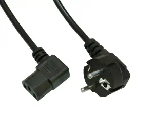 ΚΑΛΩΔΙΟ ΤΡΟΦΟΔΟΣΙΑΣ SCHUKO ΣΕ ΓΩΝΙΑΚΟ C13 ΜΑΥΡΟ NEW - Φωτογραφία