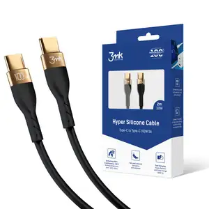 Accessories - 3mk Hyper Silicone Cable C to C 2m 100w Black - Φωτογραφία