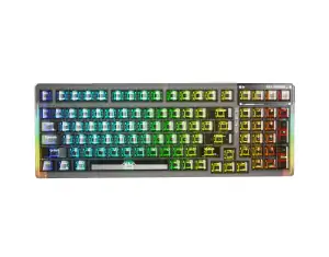 KEYBOARD AULA F98 MECHANICAL BLACK TRANSPARENT BT/2.4G/ WIRED GR NEW - Φωτογραφία