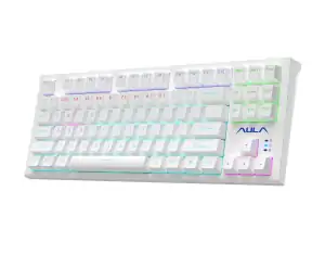 KEYBOARD AULA F3032 MECHANICAL RGB WHITE USB US-GR NEW - Φωτογραφία