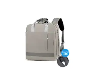 LAPTOP BACKPACK WITH EXTERNAL USB WHITE NEW - BPZ2015 - Φωτογραφία