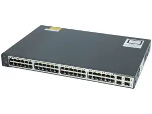 SWITCH ETH 48P 100MB 4x1GBE SFP CISCO CATALYST 3750 v02 POE+ 370W WS-C3750V2-48PS-S - Photo